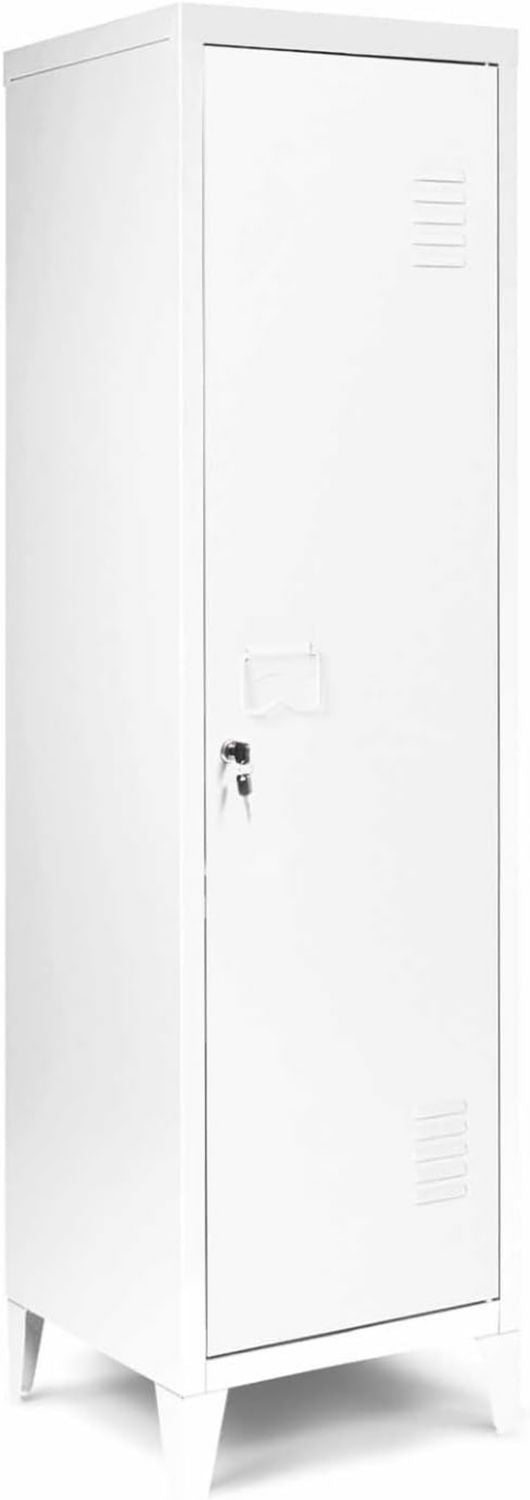 Armadietto IDMarket ESTER in metallo design industriale con porta bianco