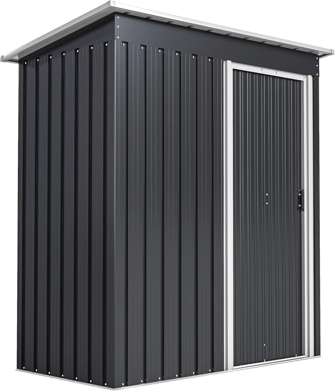 Outsunny Casetta da Giardino Porta Utensili in Lamiera di Acciaio Capanno da Giardino in Acciaio con Porte Scorrevoli 163x89x182cm Nero Acciaio Zincato Porta Scorrevole Bloccabile Capanno da Giardino Capanno Porta Attrezzi