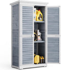 Armadio da Giardino in 160 cm Resistente agli Agenti Atmosferici con Tetto Inclinato e Dispositivo Bloccabile 87 x 46.5 x 160.5 Legno Grigio per Attrezzi Esterno cm