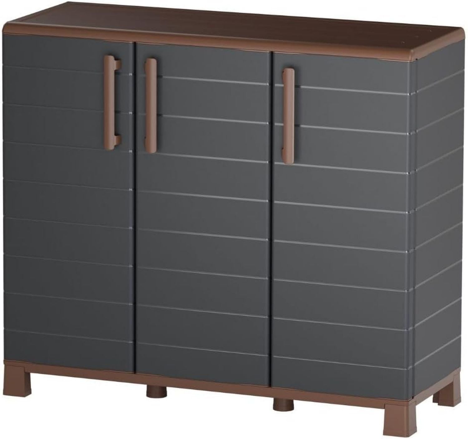 Armadio Keter Basso Rio Ideale 68 x 39 x 83H Grigio per Garage e Balcone 1 Ripiano Regolabile Chiusura Lucchettabile cm
