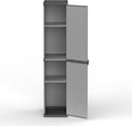 Armadio Mongardi in resina di PVC e PP 1 Anta 3 Ripiani Facile da Montare Modular System Resistente Adatto ad ambienti Interni ed Esterni 34L 40P 165H cm e x x Grigio Nero
