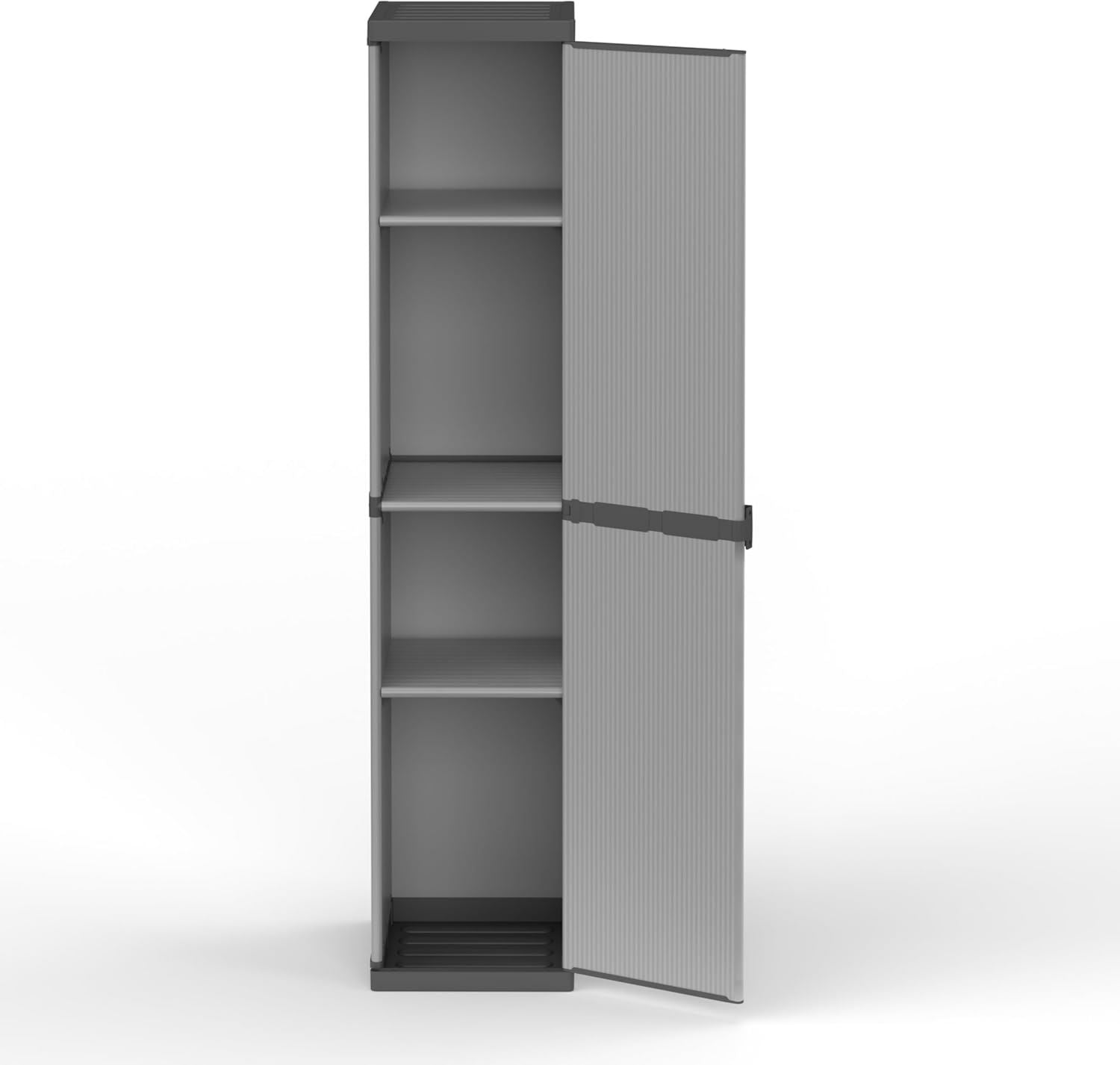 Armadio Mongardi in resina di PVC e PP 1 Anta 3 Ripiani Facile da Montare Modular System Resistente Adatto ad ambienti Interni ed Esterni 34L 40P 165H cm e x x Grigio Nero