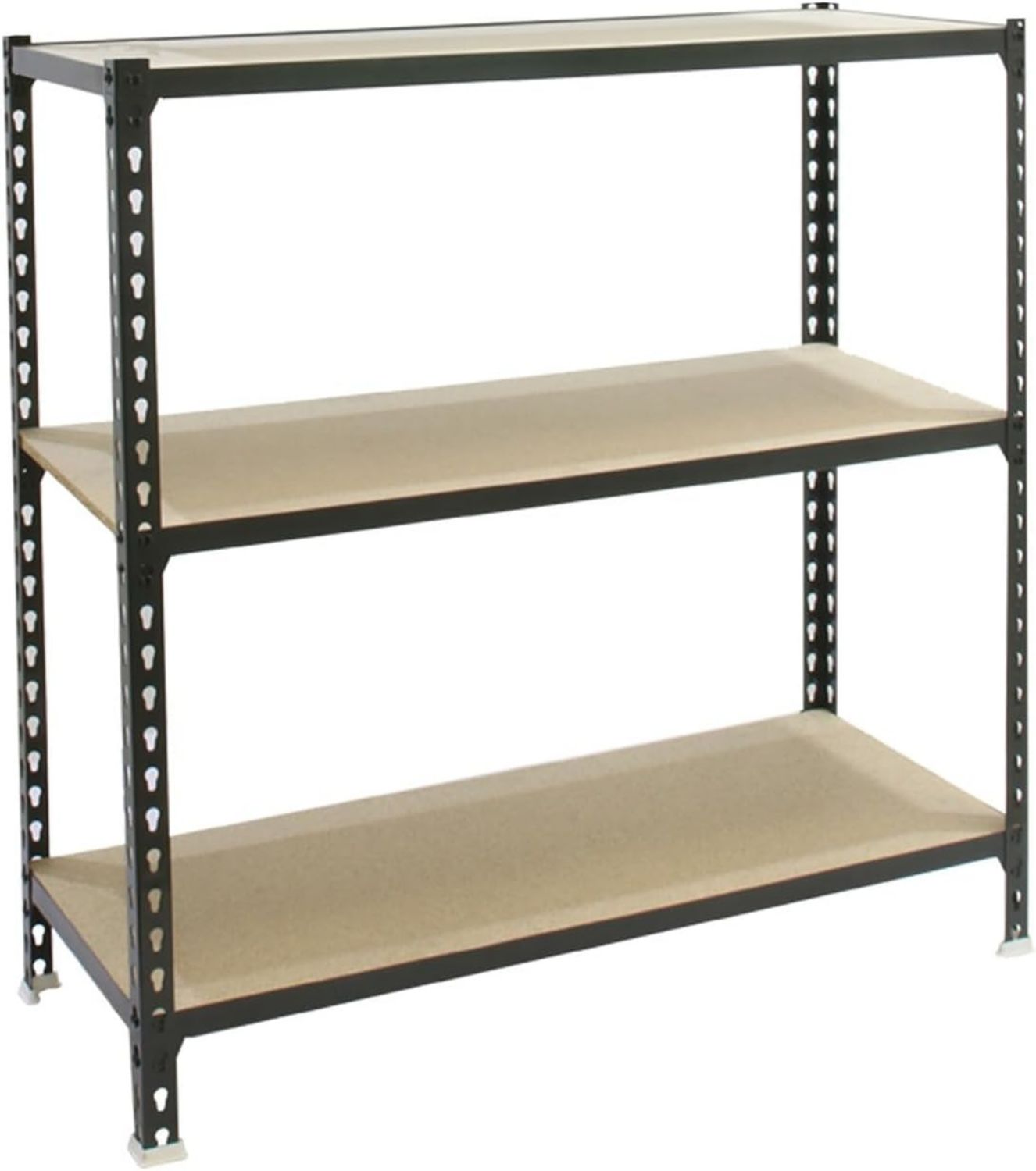 Simon Rack Scaffale metallo 900x900x400 mm Maderclick 3 altezze Ripiano in legno Punto di flessione 150 kg Vernice anticorrosione Montaggio sistema a clic Antracite