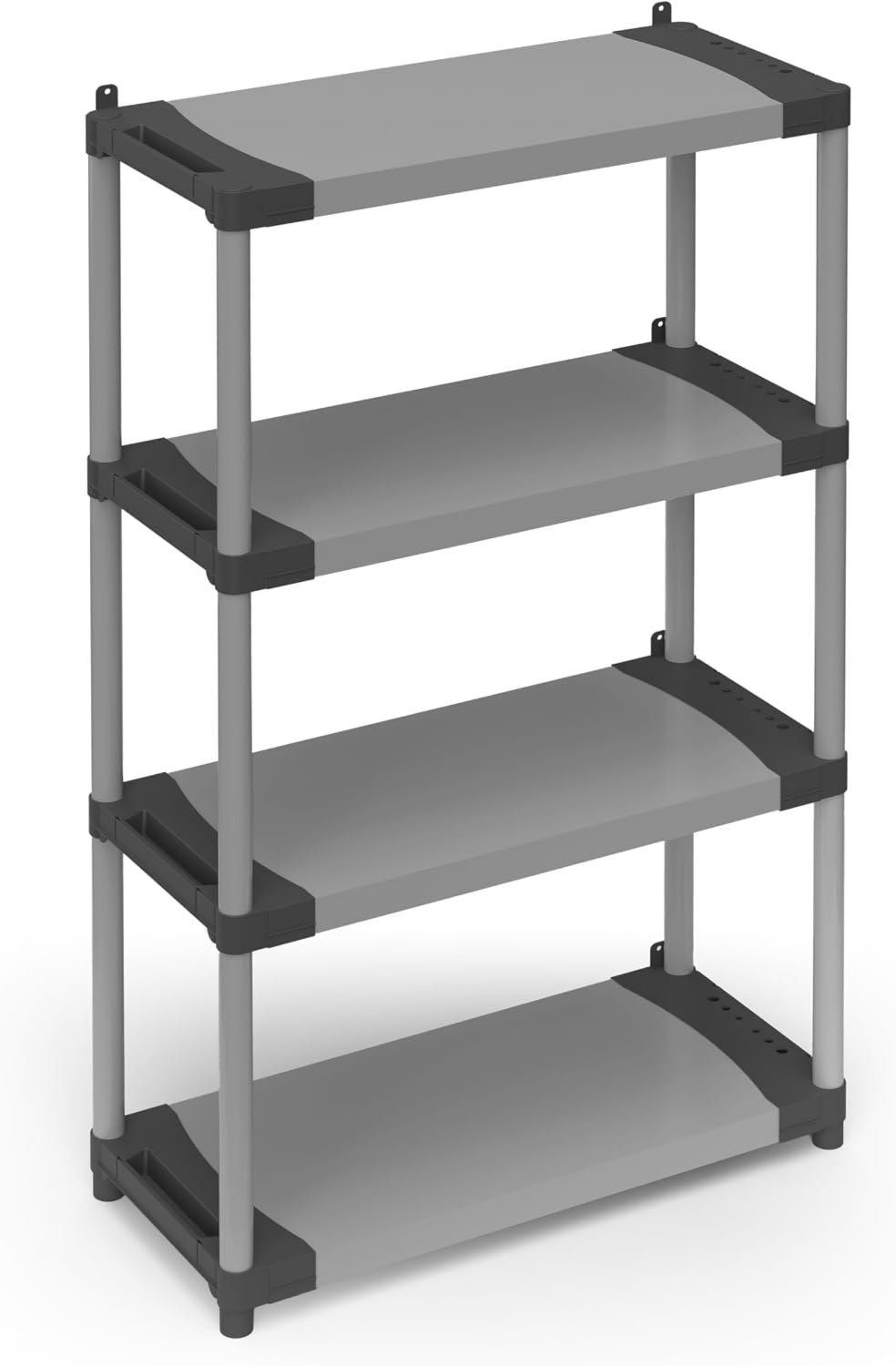 Adventa Scaffale in resina di PVC e PP 4 Ripiani Facile da Montare Modular System Resistente Adatto ad ambienti Interni ed Esterni 80L x 40P x 165H cm