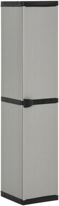 Armadio da giardino in PVC e polipropilene con 3 ripiani e 34 40 168 cm con ripiani x x grigio nero per esterni per terrazza e balcone resistente alle intemperie