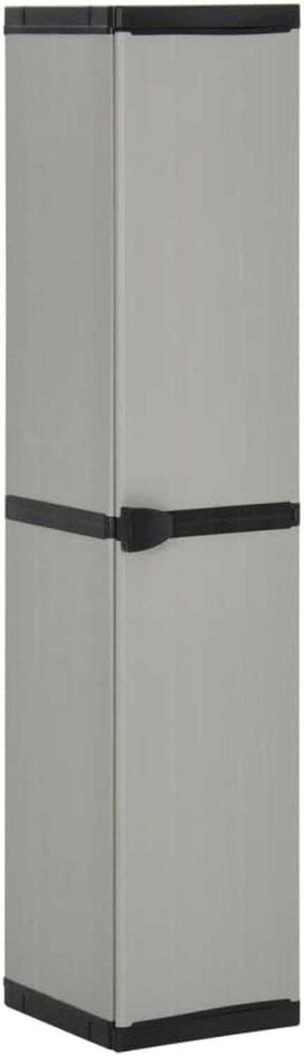 Armadio da giardino in PVC e polipropilene con 3 ripiani e 34 40 168 cm con ripiani x x grigio nero per esterni per terrazza e balcone resistente alle intemperie